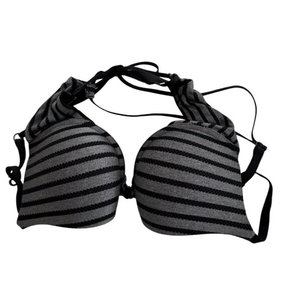 Victoria's Secret black and grey striped cross back bra size 32C - Picture 3 of 7